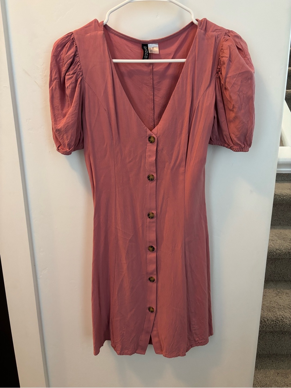 H&M Dusty Rose Button-Front Mini Dress